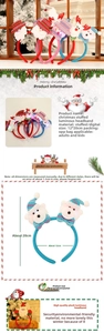 Detailed size specifications for LED Christmas headbands with plush festive figures