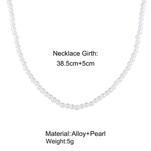 Detailed view of layered pearl necklace dimensions 38.5cm plus 5cm with alloy clasp