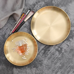 Nordic vintage golden metal storage trays for jewelry and cosmetics decoration