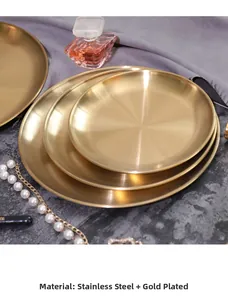 Detailed macro view of three gold brushed stainless steel storage trays in different sizes