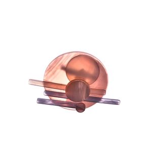 Artistic geometric acrylic brooch with amber pink and lavender translucent round pieces