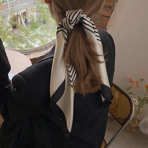 Striped Square Scarf Satin Satin Texture Elegant Neck Scarf Hair Wrap Fashion Versatile Bag Accessory For Women