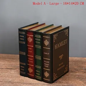 Vintage Buch-Aufbewahrungsbox-Set mit Goldprägung und klassischen Literaturmotiven