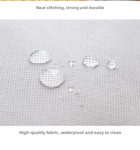 Close-up of waterproof white mesh fabric showing water resistance and durable texture