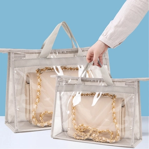 Dustproof PVC storage bag with handles for handbag protection in various sizes