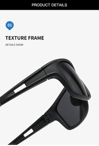 Detail of matte black cycling sunglasses frame with a hollow temple design and texture