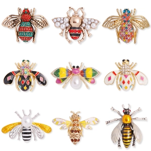 Bee Brooches For Women Alloy Rhinestone Imitation Artificial Pearl Enamel Animal Insect Pins Vintage Fashion Accessory