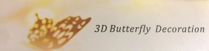 Close-up of golden 3D hollow butterfly wall sticker with a shiny reflective finish