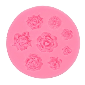Stampo in silicone rosa con sette motivi di rose per fondente e decorazione di torte