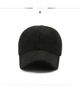 Front view of black winter baseball cap showing thick cotton fabric and metal R logo