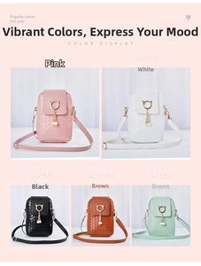 Mini crossbody phone bag with woven texture, cat ear ring and pearl tassel in five colors