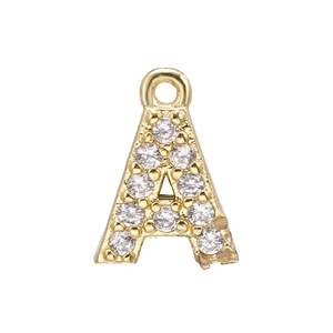 Gold Plated Copper Alphabet Letter Pendant Rhinestone Inlaid Charm DIY Jewelry Making Findings Accessory For Women