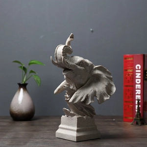 Künstlerische Elefantenkopf Skulptur aus Sandstein für moderne Wohnzimmer Dekoration