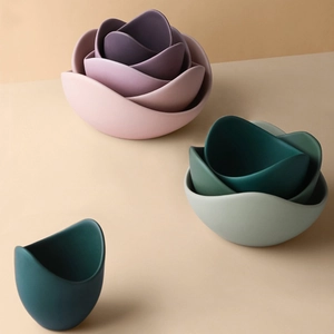 Set di ciotole decorative loto in colori Morandi per contenitori minimalisti