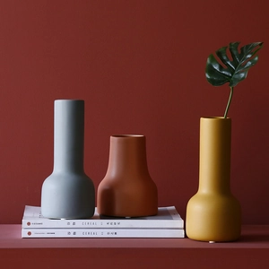 Jarrón De Cerámica Morandi Nórdico Mate Geométrico Minimalista Florero Para Decoración De Mesa De Oficina Adorno De Arte Hecho A Mano