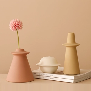 Minimalist Morandi ceramic vase set with matte texture for Nordic home decor