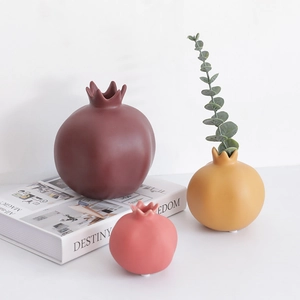 Vasi creativi a forma di melograno in ceramica opaca per decorazioni da tavola nordiche