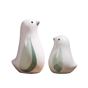 Moderne nordische Vogel-Deko im 2er-Set aus glasierter Keramik für minimalistisches Design
