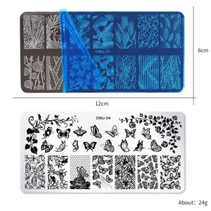 Plaques de tamponnage pour ongles en acier inoxydable motif sapin et papillon