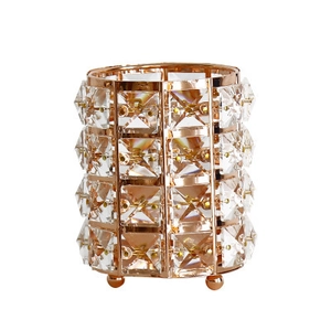 Roségoldener Kristall-Make-up-Pinselhalter mit funkelndem dekorativem Metallrahmen