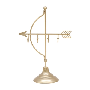 Golden cupid arrow jewelry stand with 4 hooks for necklace and earring storage