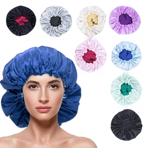 Satin Bonnet Sleep Cap Double Layered Adjustable Elastic Band Women Hair Protection Satin Feel Smooth Nightcap