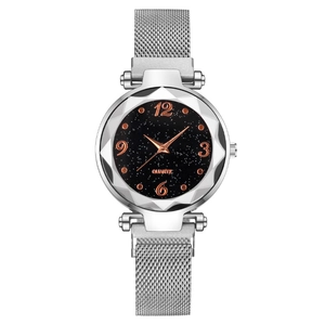 Damen Quarzuhr mit Sternenhimmel-Zifferblatt, Diamantschliff-Glas und Magnetarmband