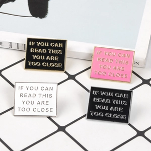 Funny Slogan Enamel Pin Alloy Square Brooch Warning Sign Social Distancing Jewelry Badge Accessory For Clothes Backpack