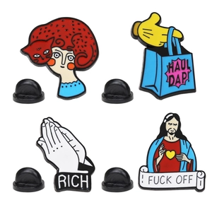 Broche En Émail Dessin Animé Épingle De Revers En Alliage Badge De Geste Créatif Pour Décoration De Sac À Dos