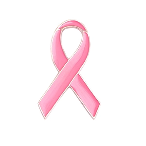 Broche ruban rose pour la sensibilisation au cancer du sein en métal émaillé