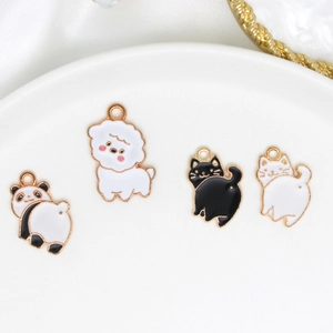 DIY gold alloy cartoon animal pendants including panda and cats for jewelry making