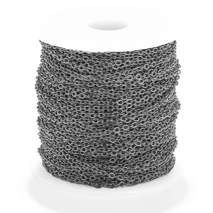 Rouleau de chaîne croisée martelée en acier inoxydable noir fusil pour bijoux DIY