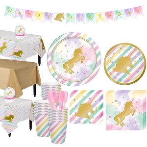Unicorn Tablecloth Disposable PE Plastic Waterproof For Birthday Party Kids Decorations Star Pattern Bronzing