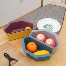 Kitchen corner storage bins for fruits with a ventilated plastic hollow drainage design