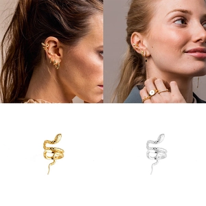 Minimalist S925 sterling silver snake ear cuff earrings for women without piercings