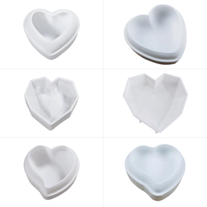 Set van 6 hartvormige siliconen mousse-mallen voor DIY chocolade en gebak bakken