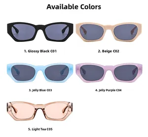 Five pairs of retro thick frame cat eye sunglasses in multiple colors from C01 to C05