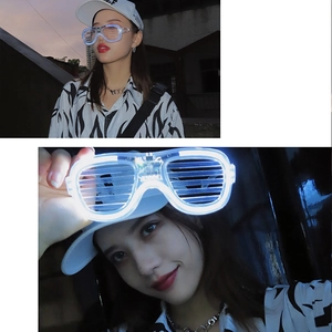 Blue LED light-up shutter glasses for party and rave events with flashing modes
