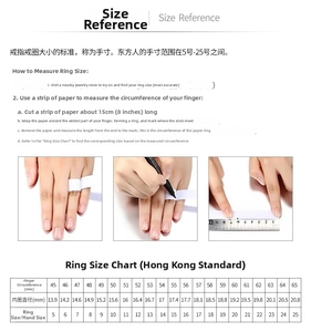 Comprehensive ring size chart and measuring guide with diameter and circumference data