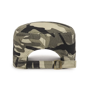 Classic camouflage cadet cap with adjustable bronze metal buckle back closure