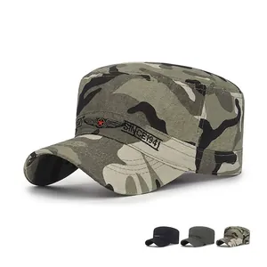Military Cadet Cap Cotton Canvas Camouflage Adjustable Sun Shade Hat Tactical Vintage Style For Men Women