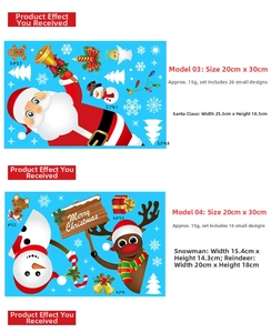 Detail view of 20x30cm Christmas static window decals with Santa and Snowman patterns