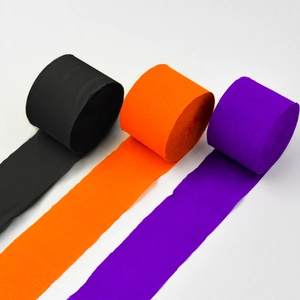 Papier crépon en noir, orange et violet pour décoration de fête et de mariage festif
