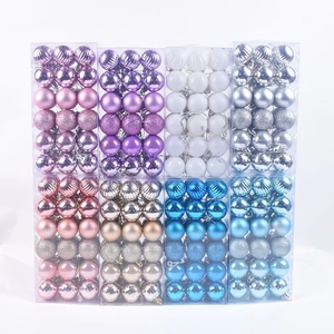 Set of 36 decorative Christmas balls in 8 colors with matte and glitter finishes