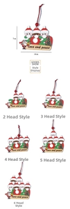 Detailed size view of wooden snowman Christmas ornaments featuring 2 to 6 family members