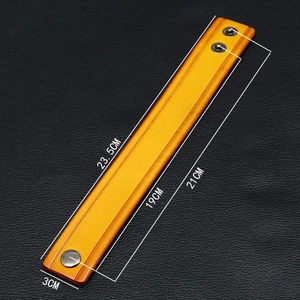 Orange vintage leather bracelet with silver snap button on black background