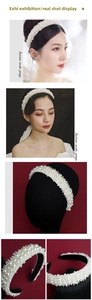 Detail view of pearl headband with faceted glass beads and non-slip inner texture