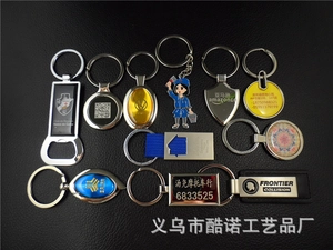 Detailed collection of zinc alloy keychains in round and oval shapes with custom logos