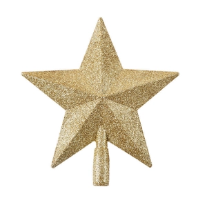 Golden glitter star Christmas tree topper ornament with secure base for festive decoration