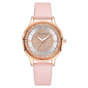Women's Quartz Watch Elegant Casual Rhinestone Encrusted Dial Roman Numeral PU Leather Strap Fashion Wristwatch
